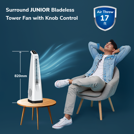 Surround JUNIOR Bladeless Tower Fan with Knob Control